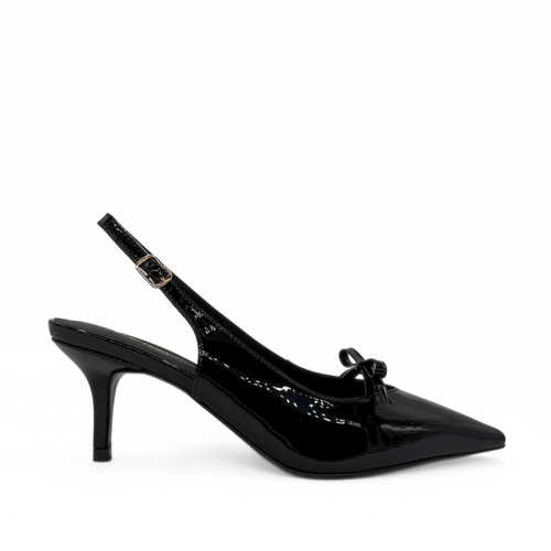 Amie Rafa Georgia Pointy Toe Bow Heels In Black