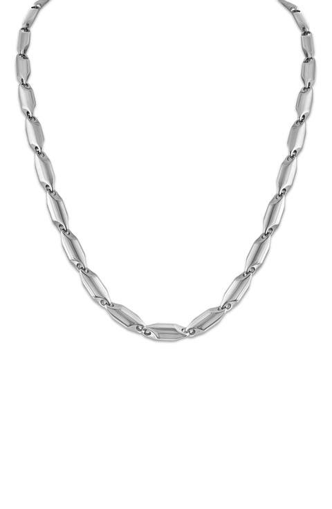 Men's Stainless Steel Station Chain Necklace