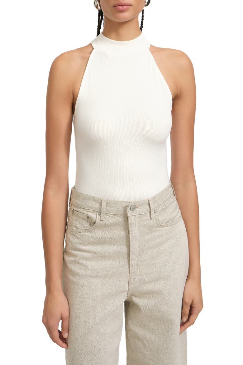 Doris Mock Neck Sleeveless Rib Bodysuit, Main, color, OFF-WHITE