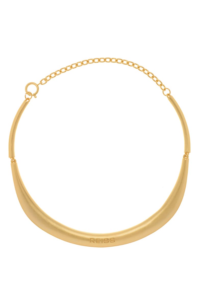 Reiss Poppy Polished Curve Collar Necklace, Main, color, Gold Tone