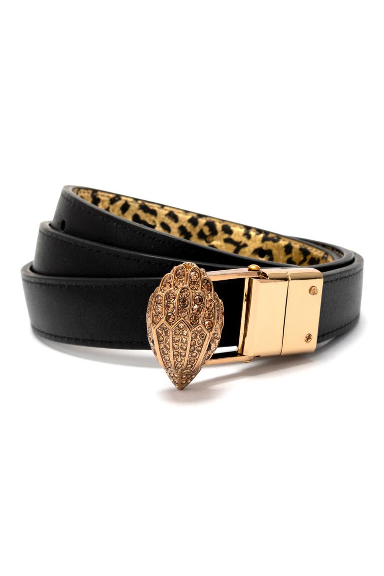Metallic Leopard Reversible Belt, Alternate, color, GOLD