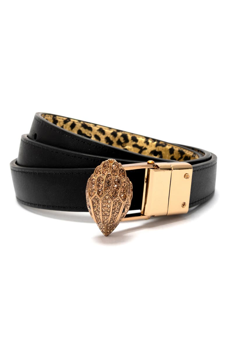 Kurt Geiger London Metallic Leopard Reversible Belt, Alternate, color, Gold