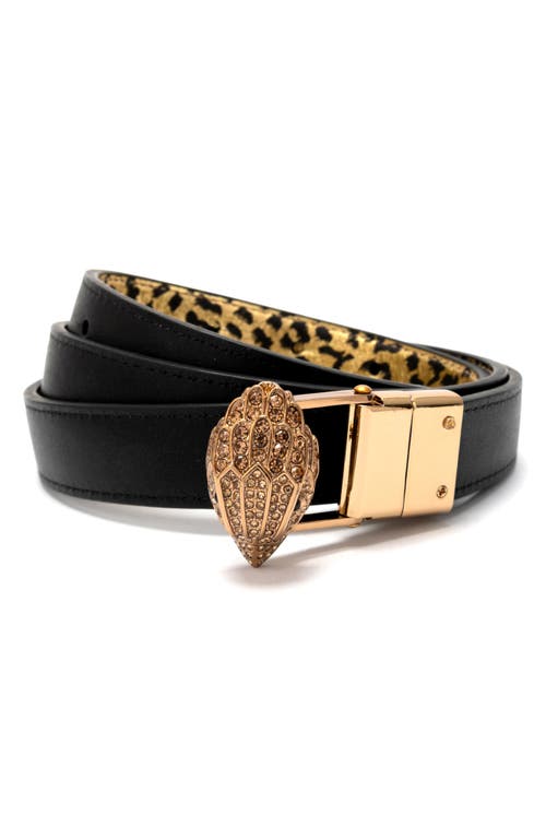 Kurt Geiger London Metallic Leopard Reversible Belt In Gold