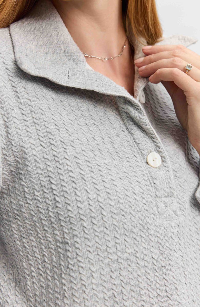 Foxcroft Sammy Cotton Blend Polo Top, Alternate, color, Charcoal Heather