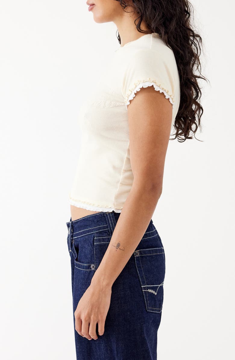 BDG Urban Outfitters Flower Frill Baby Tee, Alternate, color,