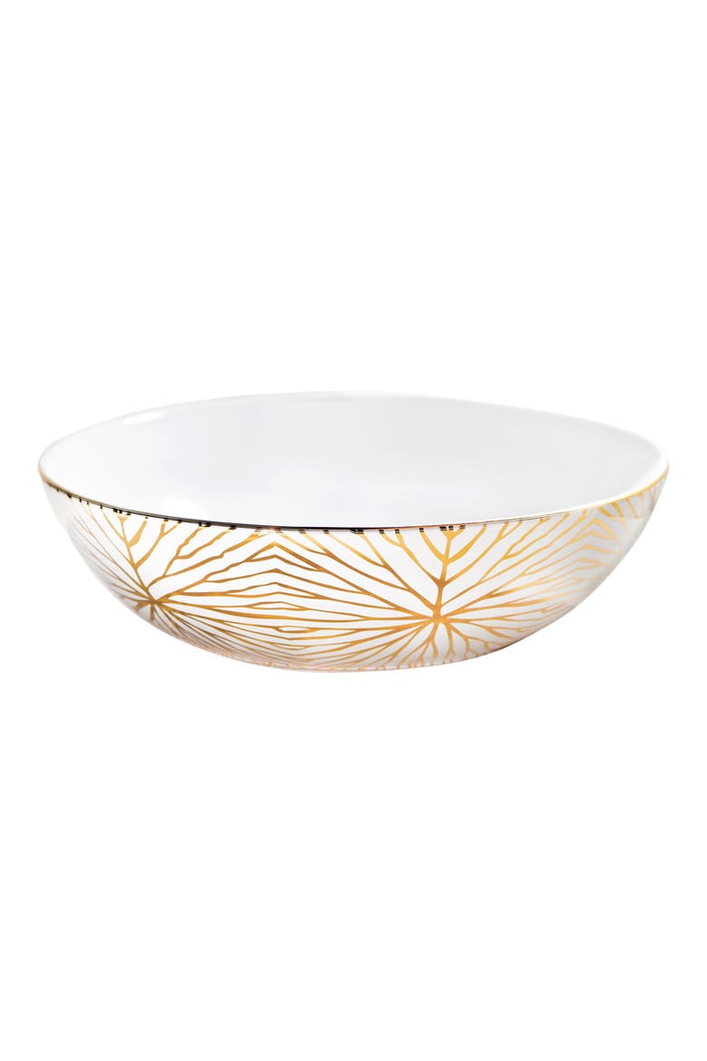 Talianna Lily Pad Ceramic Serving Bowl, Main, color, WHITE AND GOLD
