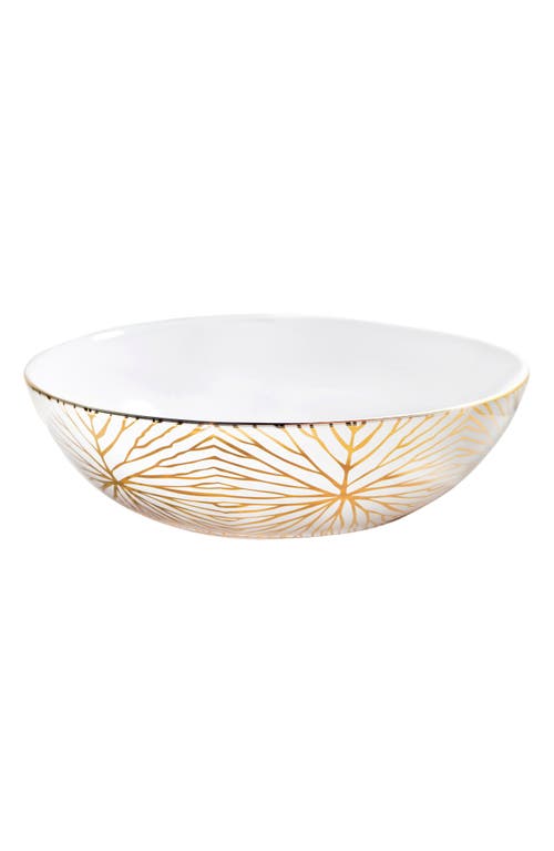 Anna New York Talianna Lily Pad Ceramic Serving Bowl In White And Gold