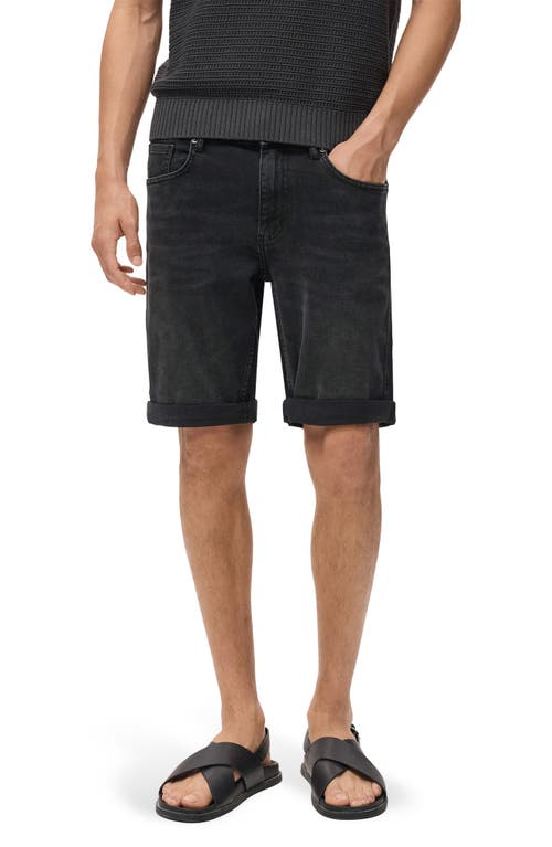 Mango Slim Fit Denim Bermuda Shorts In Black