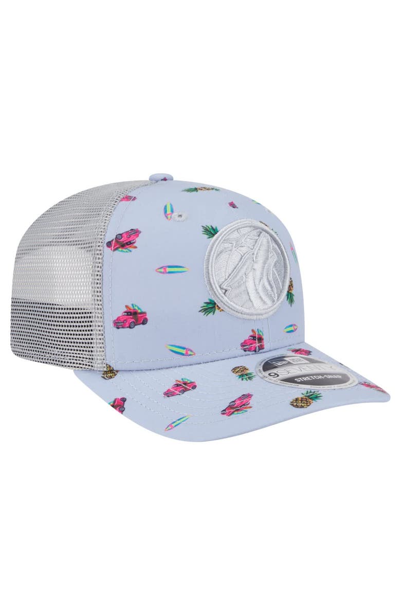 New Era Men's New Era Light Blue/Gray Minnesota Timberwolves Adventure Aloha Pattern 9SEVENTY Stretch-Snap Hat, Alternate, color, 