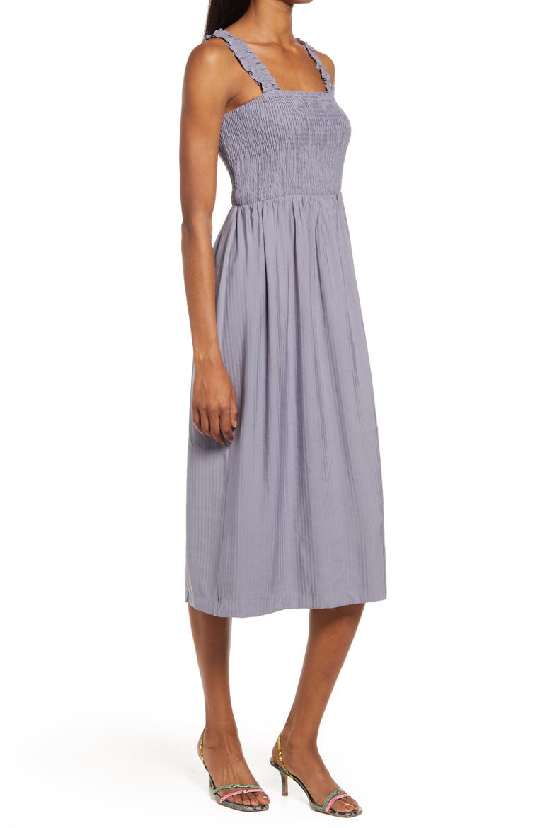 Julia Smocked Sleeveless Midi Sundress, Alternate, color, DUSTY PURPLE