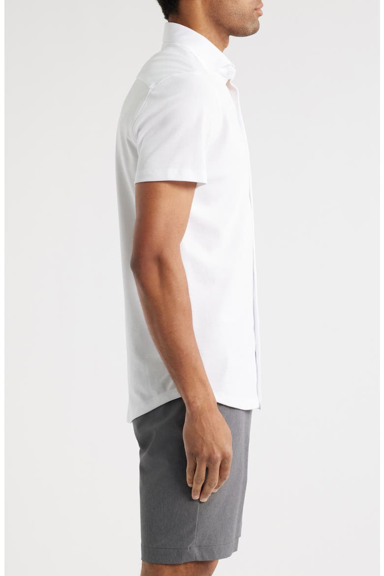 Solid Technical Piqué Knit Short Sleeve Button-Up Shirt, Alternate, color, WHITE