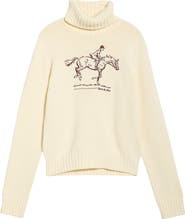 Sporty & Rich Horse Embroidered Cotton Turtleneck Sweater