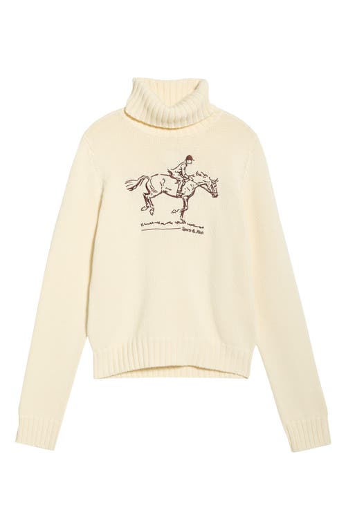 Sporty And Rich Sporty & Rich Horse Embroidered Cotton Turtleneck Sweater In Sand