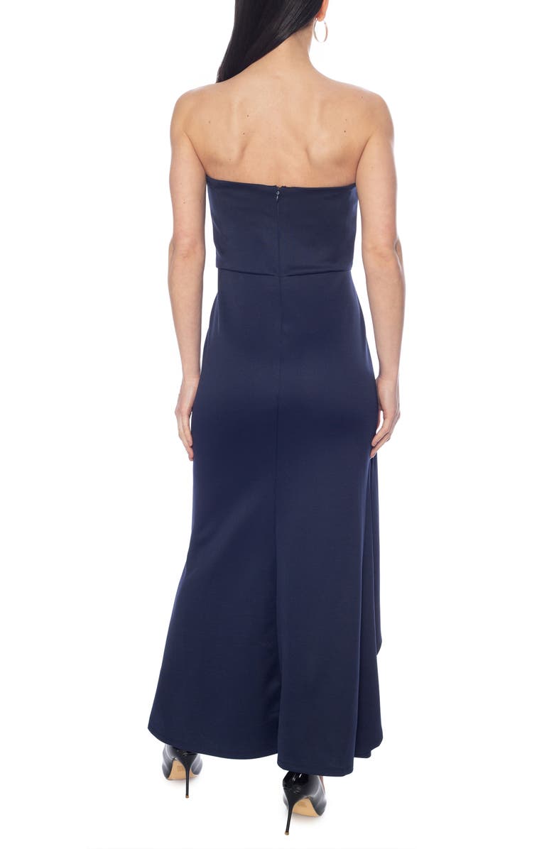 Oleg Cassini Strapless Draped A-Line Gown, Alternate, color, Navy