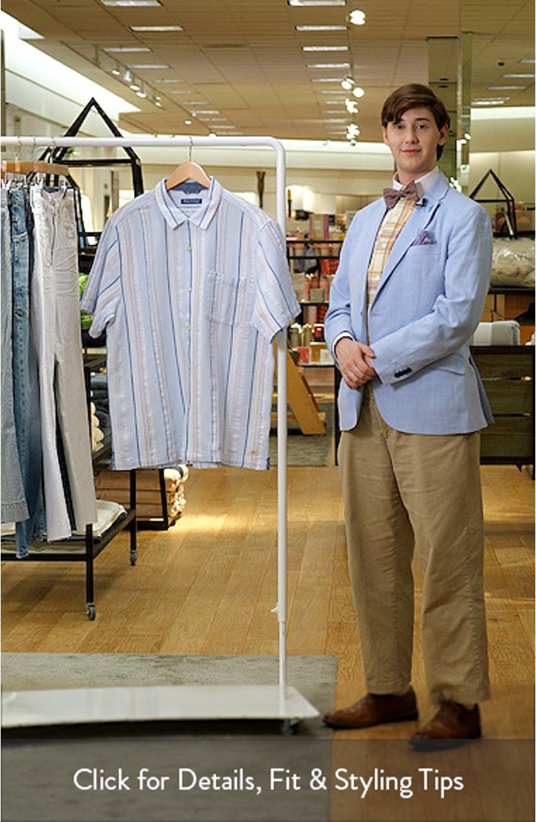 Milano Textured Stripe Cotton Camp Shirt, sales video thumbnail