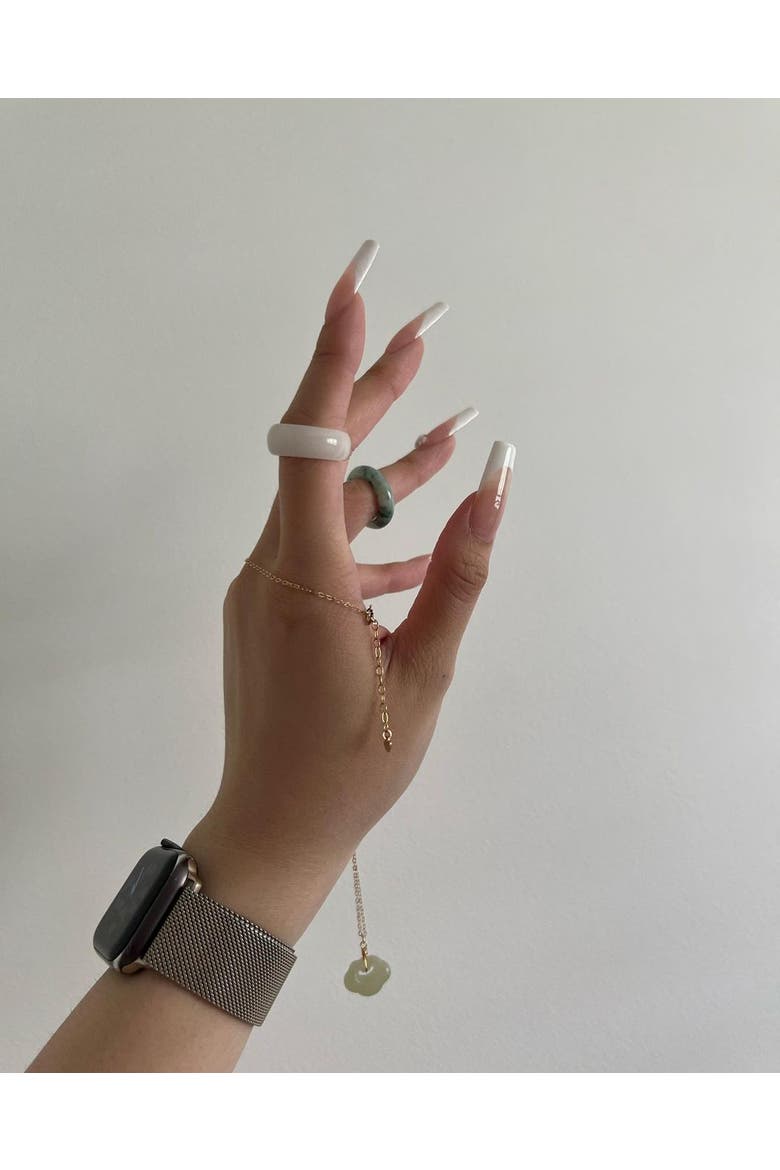 Tee White jade ring, Alternate, color, White