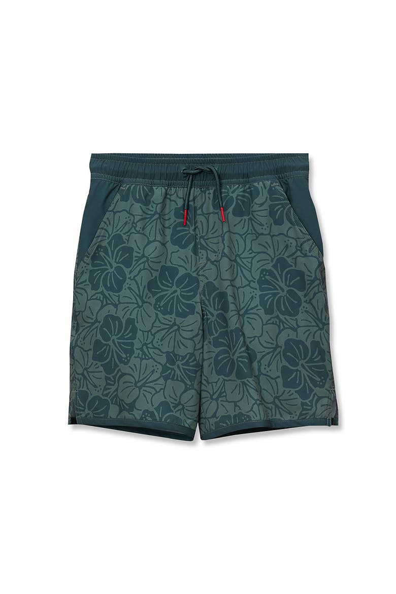 Boys Stretch Hydroliner Sport Swim Trunk, Main, color, Forest Green Floral