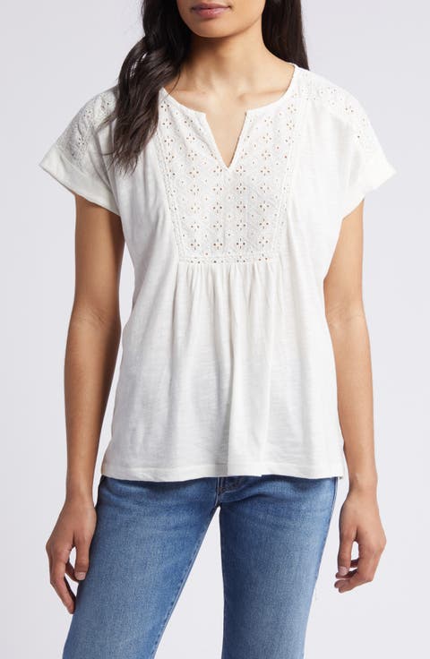 Schiffley Yoke Eyelet Trim Top