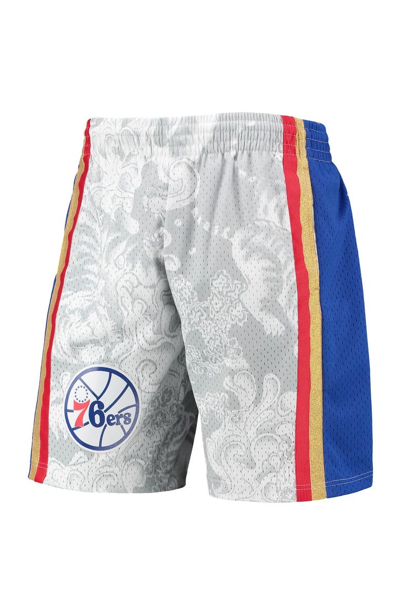Mitchell & Ness Men's Mitchell & Ness White Philadelphia 76ers Hardwood Classics Lunar New Year Swingman Shorts, Alternate, color, 