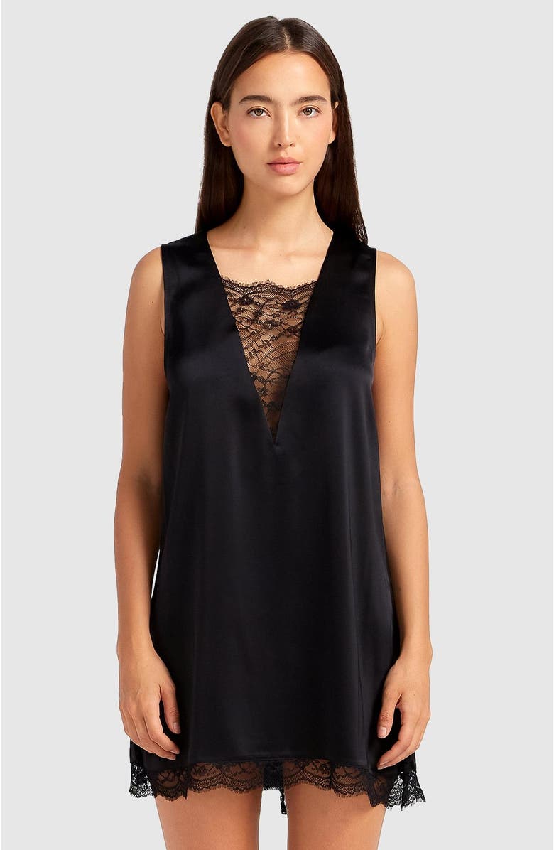 Belle & Bloom After Party Lace Mini Dress, Alternate, color, Black