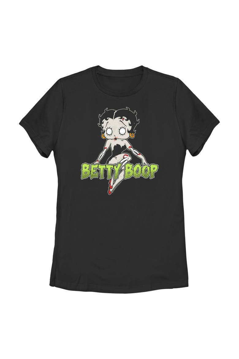 Women's Betty Boop Halloween Zombie Logo T-Shirt, Main, color, Black