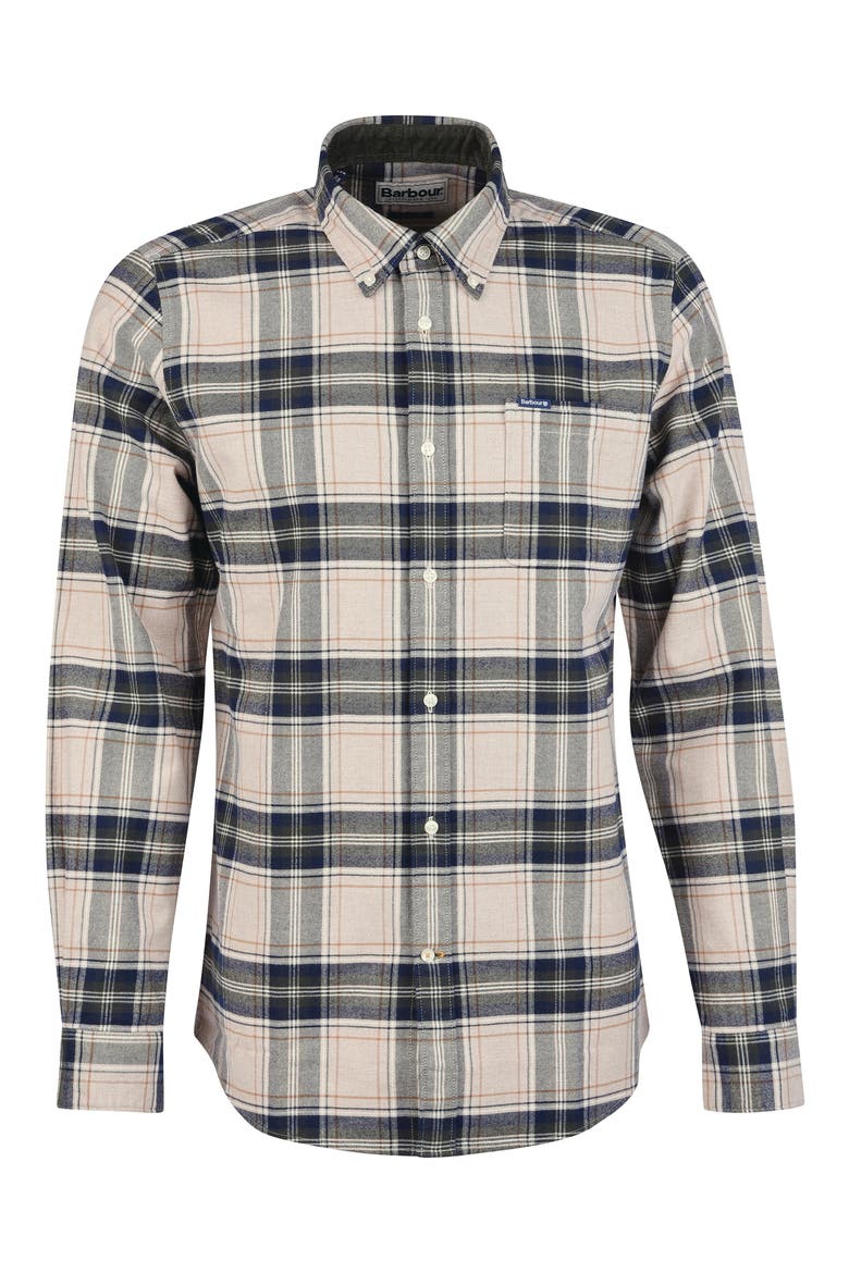 Betsom Tailored Fit Plaid Cotton Button-Down Shirt, Alternate, color, STONE