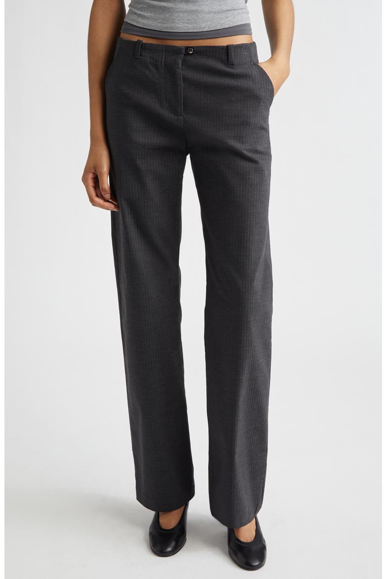 Sil Herringbone Suiting Straight Leg Trousers, Main, color, GREY