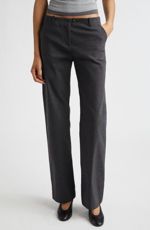 Sil Herringbone Suiting Straight Leg Trousers