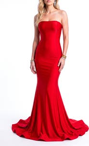 Jessica Angel Strapless Satin Mermaid Evening Gown