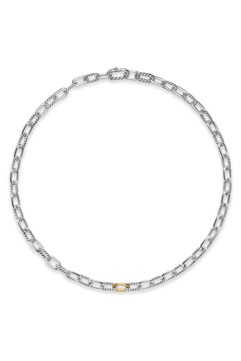 DY Madison® Chain Necklace in Sterling Silver with 18K Yellow Gold, 8.5mm, Alternate, color, SILVER