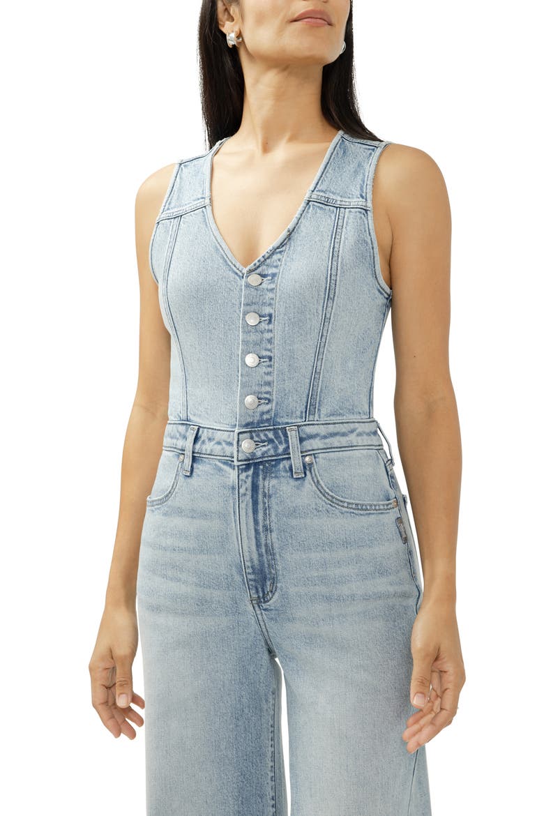 Wide Leg Denim Jumpsuit, Alternate, color, HOLBOX