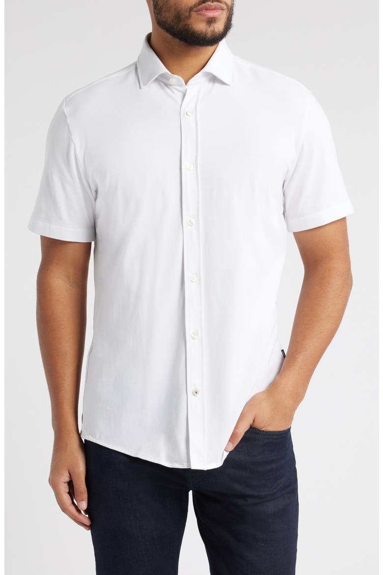Roan Stretch Cotton Button-Up Shirt, Main, color, WHT