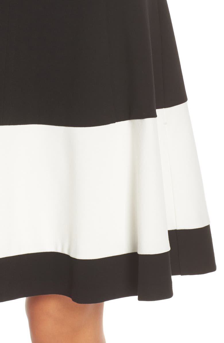 Eliza J Colorblock Stripe Fit & Flare Dress, Alternate, color,