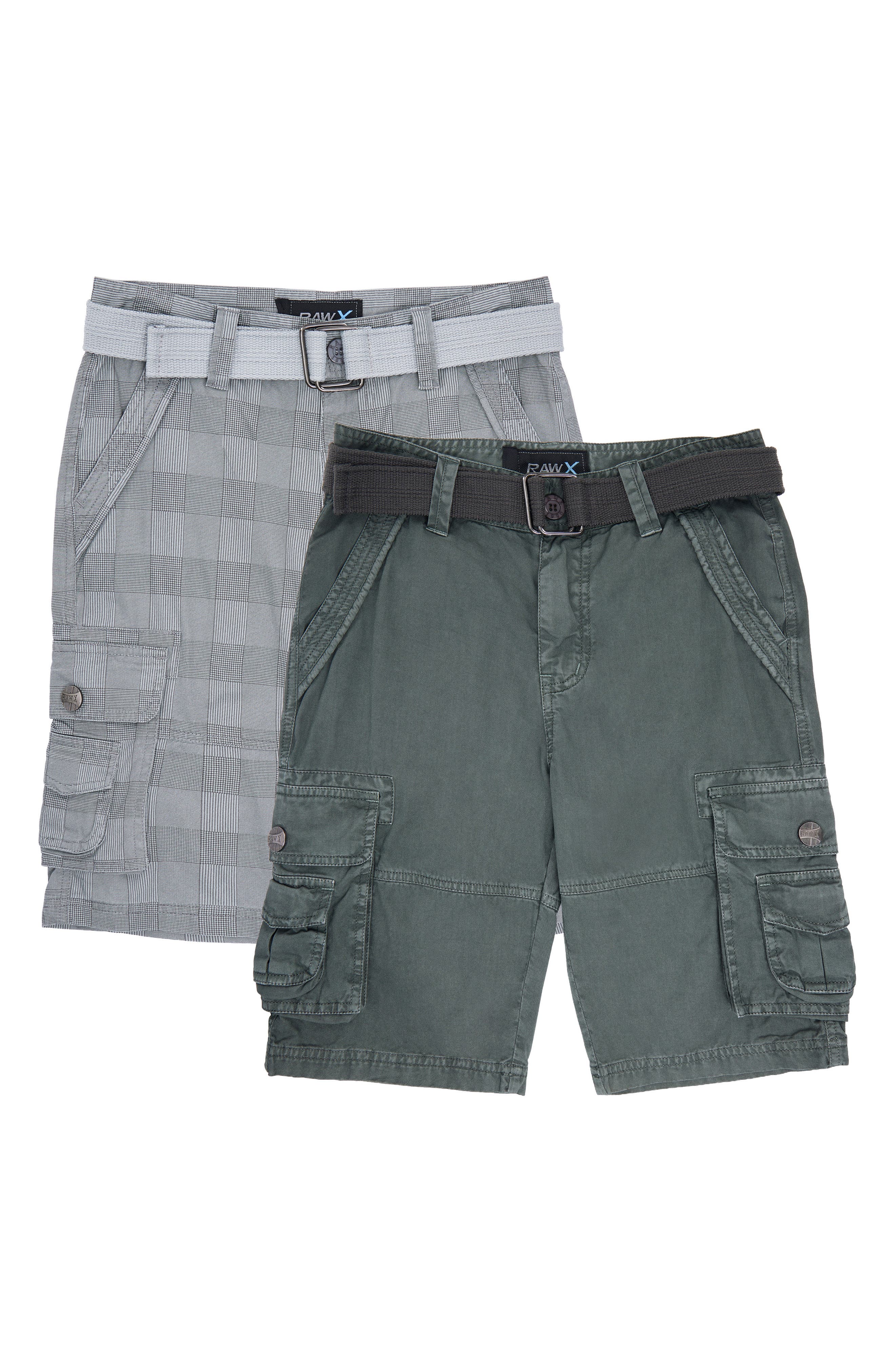XRAY Kids' 2-Pack Belted Twill Cargo Shorts