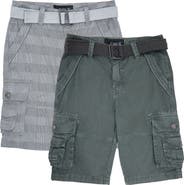 XRAY Kids' 2-Pack Belted Twill Cargo Shorts
