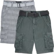 XRAY Kids' 2-Pack Belted Twill Cargo Shorts