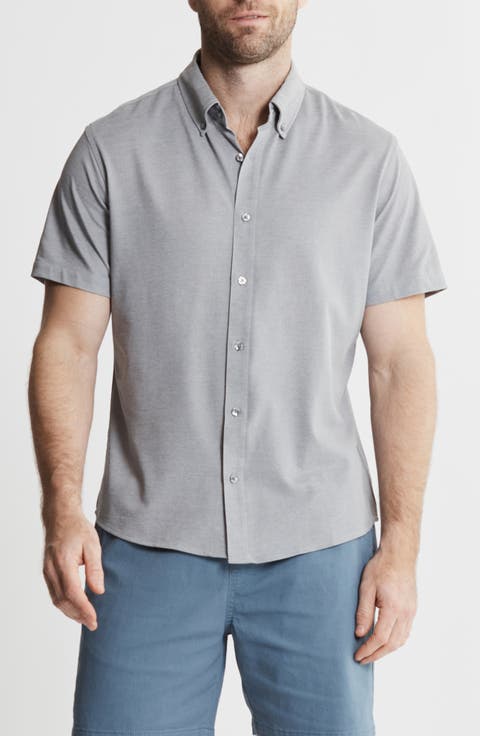 Short Sleeve Stretch Oxford Button-Up Shirt