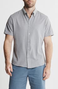 JACHS Short Sleeve Stretch Oxford Button-Up Shirt