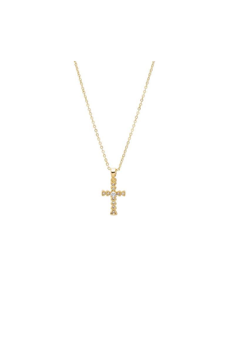 BY ADINA EDEN CZ Bezeled Cross Pendant Necklace, Main, color, Gold