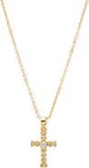 BY ADINA EDEN CZ Bezeled Cross Pendant Necklace