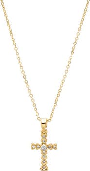 BY ADINA EDEN CZ Bezeled Cross Pendant Necklace