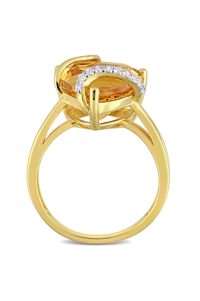 Gemstones & White Topaz Trilliant Ring, Alternate, color, Citrine/Yellow-Plated