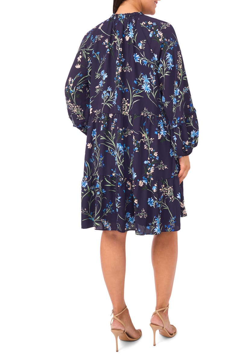 CeCe Floral Long Sleeve Babydoll Dress, Alternate, color, Classic Navy