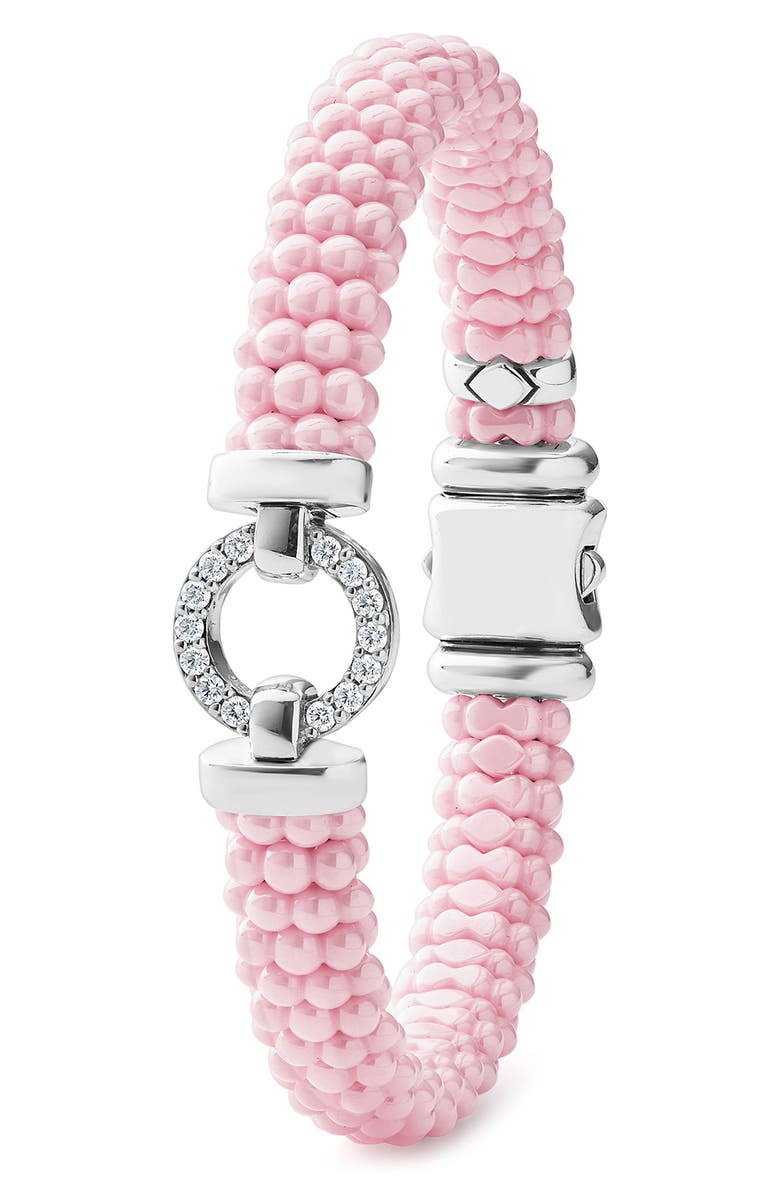 LAGOS Pink Caviar Ceramic Bead Pavé Diamond Bracelet, Alternate, color, Pink