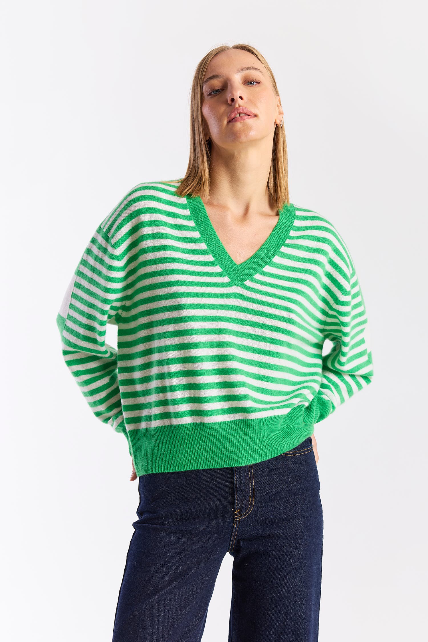Beach Stripe 100% Cashmere Sweater