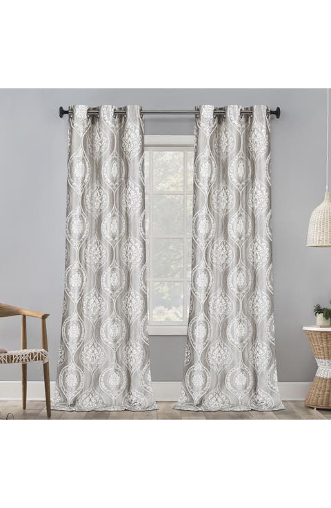 Monaco Set of 2 Medallion Jacquard Blackout Curtain Panels