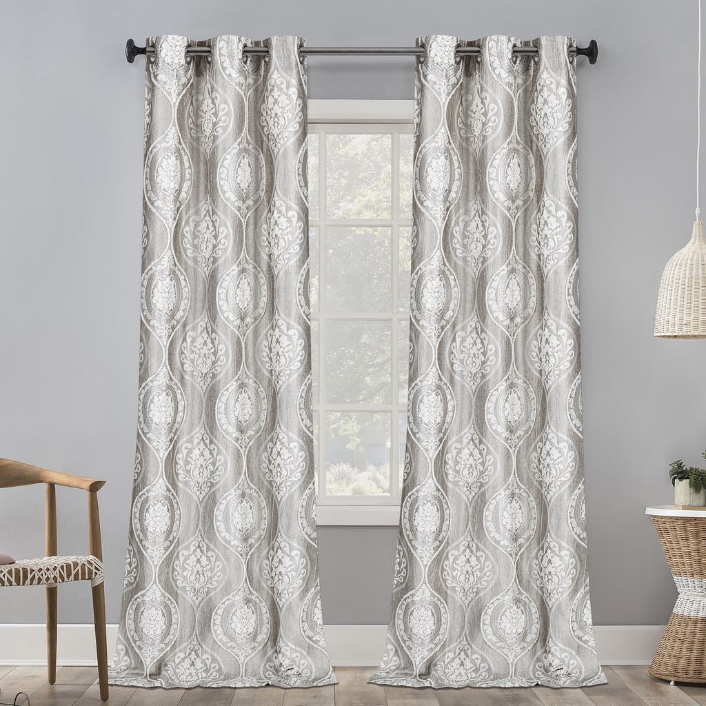 Dainty Home Monaco Set Of 2 Medallion Jacquard Blackout Curtain Panels In Gray