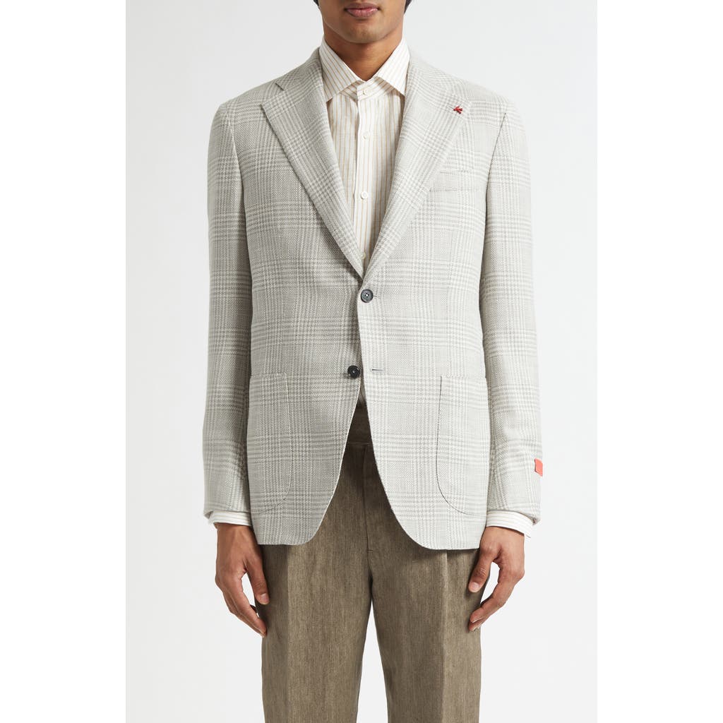 Isaia Marechiaro Glen Plaid Wool Blend Hopsack Sport Coat In Gray