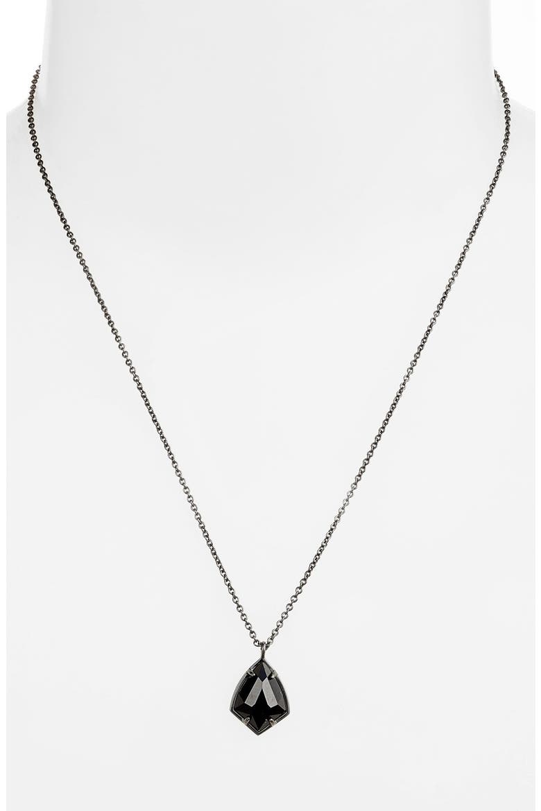 'Cory' Semiprecious Stone Pendant Necklace, Alternate, color, BLACK/ GUNMETAL