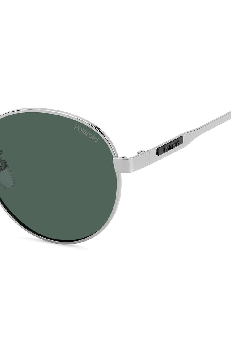 Polaroid 52mm Polarized Round Sunglasses, Alternate, color, Ruthenium/ Green Polarized